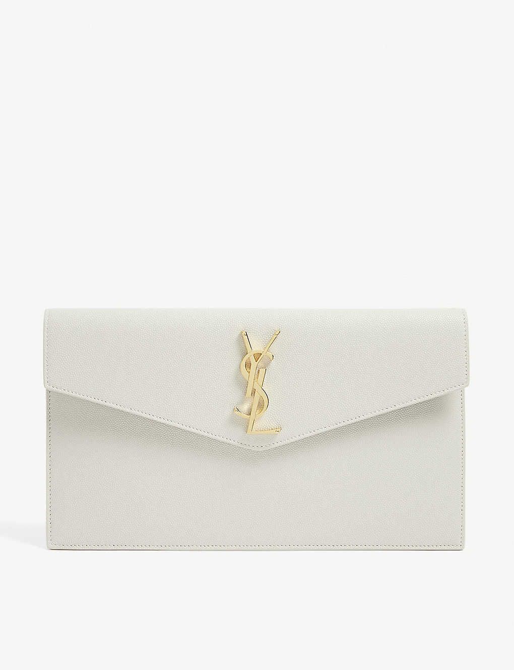 SAINT LAURENT Uptown grained leather envelope pouch | Selfridges