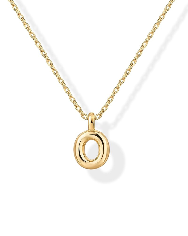 PAVOI 14K Gold Plated Dainty Chunky Bubble Initial Letter Pendant Necklace for Women | Alphabet L... | Amazon (US)