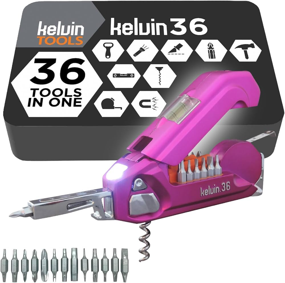 Kelvin Tools Kelvin-36 Multi-Tool Set, 36 Integrated Tools, 26 Bit Screwdriver Set, Tape Measure,... | Amazon (US)