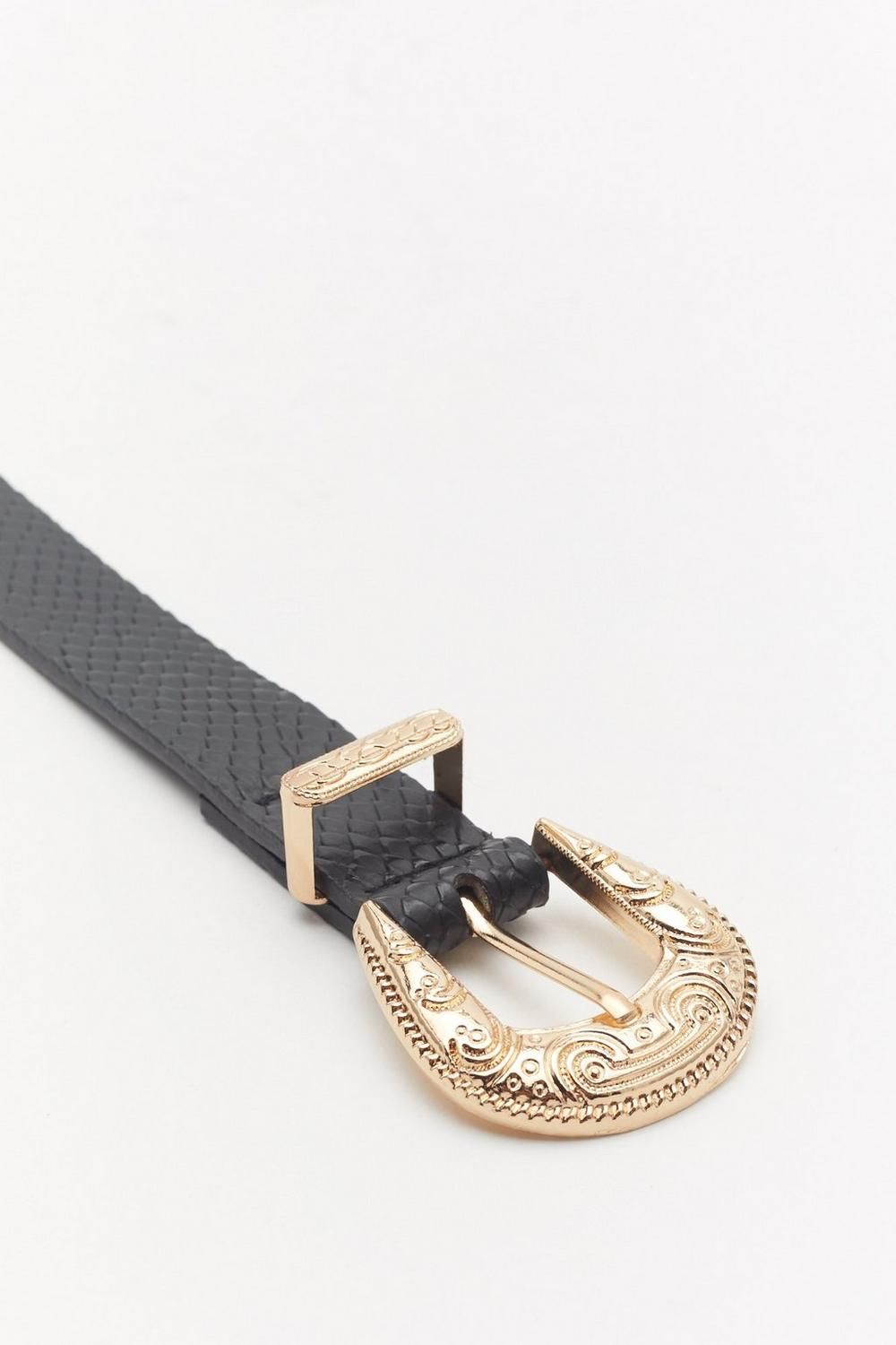 Go Western Faux Croc Leather Buckle Belt | NastyGal (US & CA)