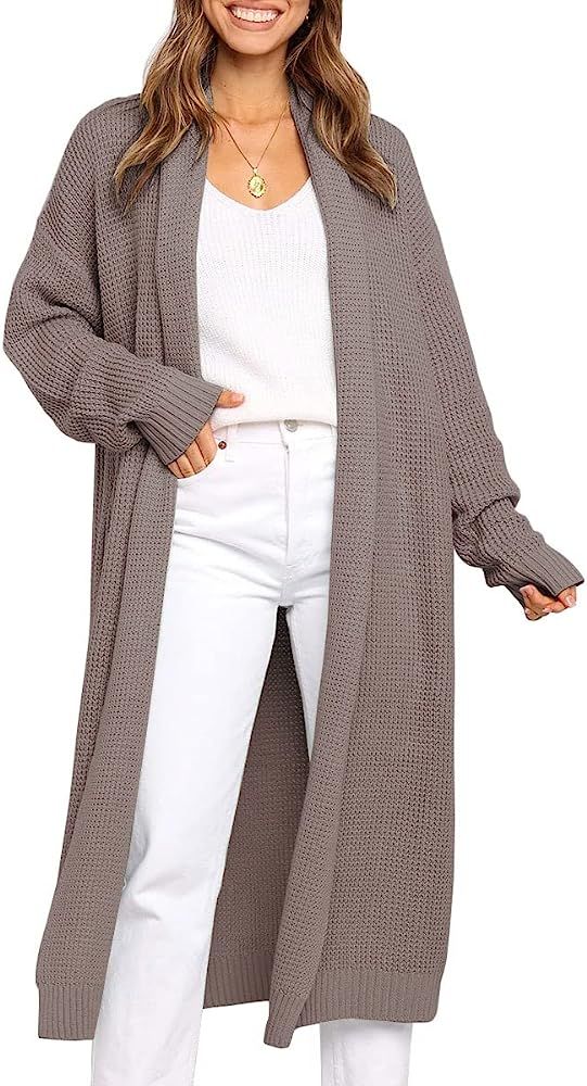 LILLUSORY Women's Oversized Slouchy Knit Chunky Open Front Sweater Coat with Pockets | Amazon (US)