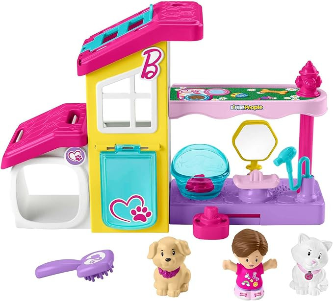 Fisher-Price Little People Barbie Toddler Playset Play and Care Pet Spa with Music Sounds & 4 Pie... | Amazon (US)