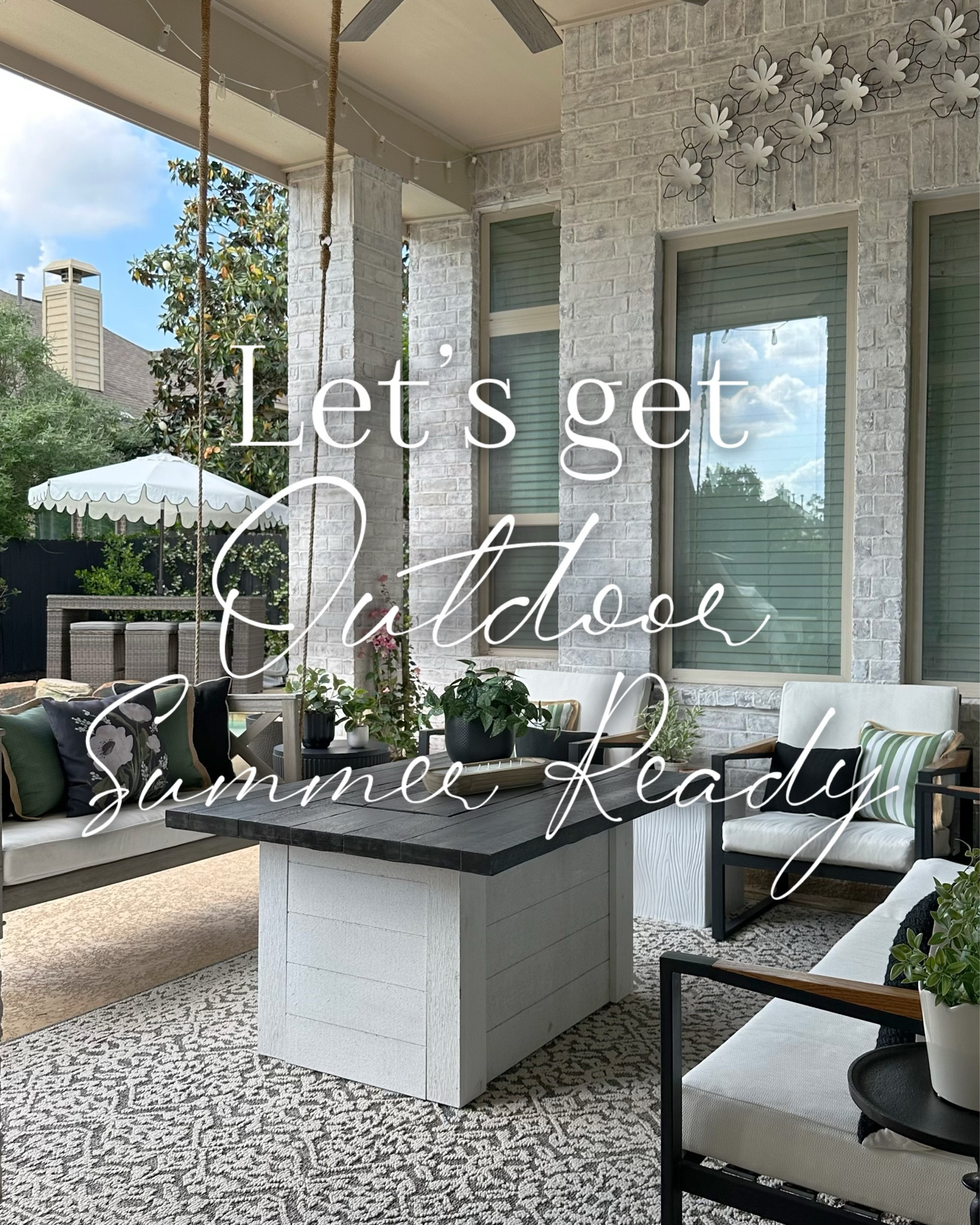 Getting the patio summer ready just in time for my daughter’s graduation party! I stuck with black and green to tie in with our home’s décor colors, added zero-maintenance faux plants (because easy is always a win) and finally get to enjoy my new chill side table with a built-in cooler.  It’s perfect for keeping drinks icy and close by.
 
And let me tell you… I love my outdoor umbrella so much, I own two. I’ve had them for 4 years and they still look brand new. I use them at the table, by the lounge chairs and even in the pool. We’re ready for sunshine, celebrations and lots of memories out here!

#LTKParties #LTKSeasonal #LTKHome