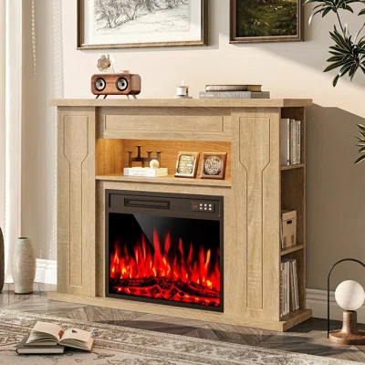 43" Electric Fireplace With Mantel, Freestanding 23" Fireplace Insert Heater With 7 Adjustable Flame Colors | Wayfair North America