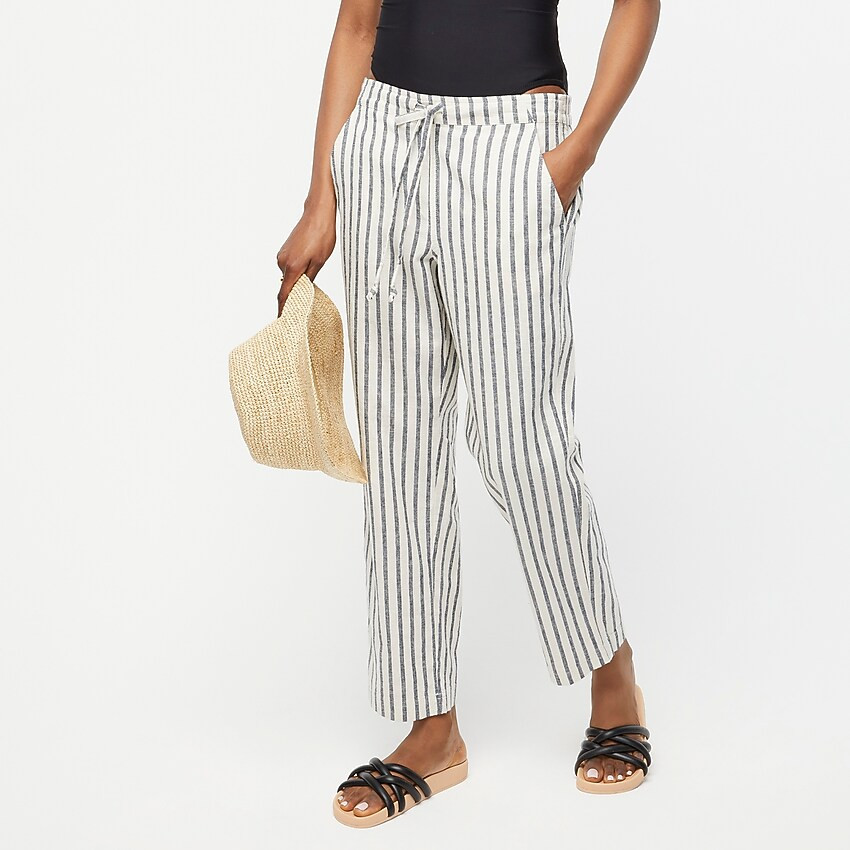 Tie-waist seaside pant in navy stripe | J. Crew US
