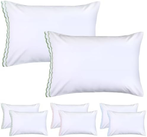 Frienda Set of 2 Embroidered Scalloped Edge Pillowcases Microfiber Standard Envelope Closure Scal... | Amazon (US)