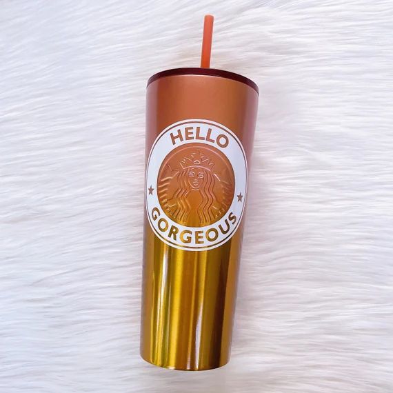 Gold & Rose Gold Ombre Custom Insulated Starbucks Cup 24 oz | Etsy | Etsy (US)