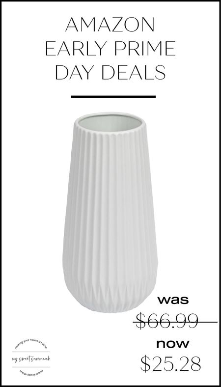 Tall white ceramic fluted vase. Amazon early access prime day sale. 
Home decor 

#LTKhome #LTKxPrimeDay #LTKsalealert