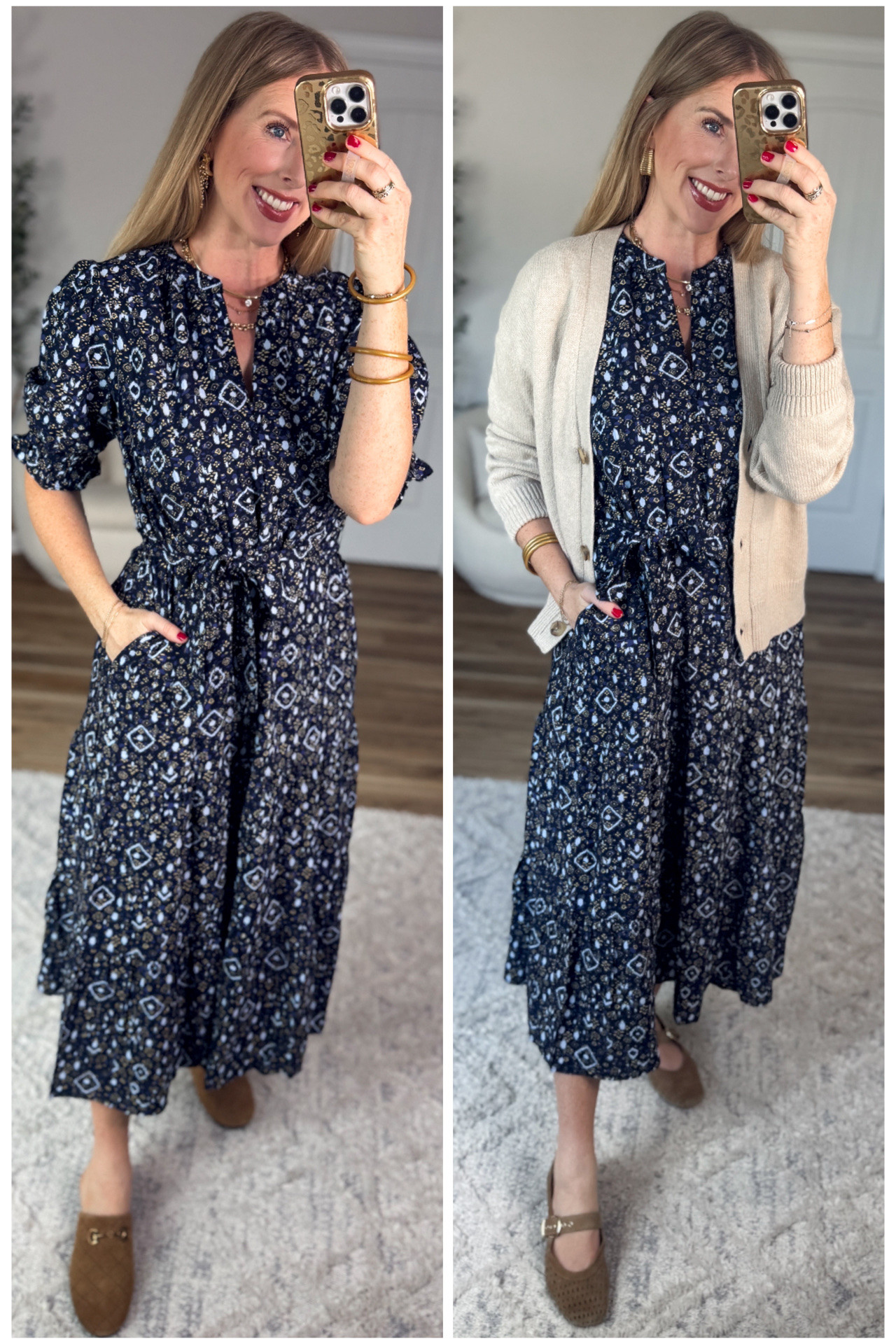 2 ways to style this scenario midi dress from Walmart!