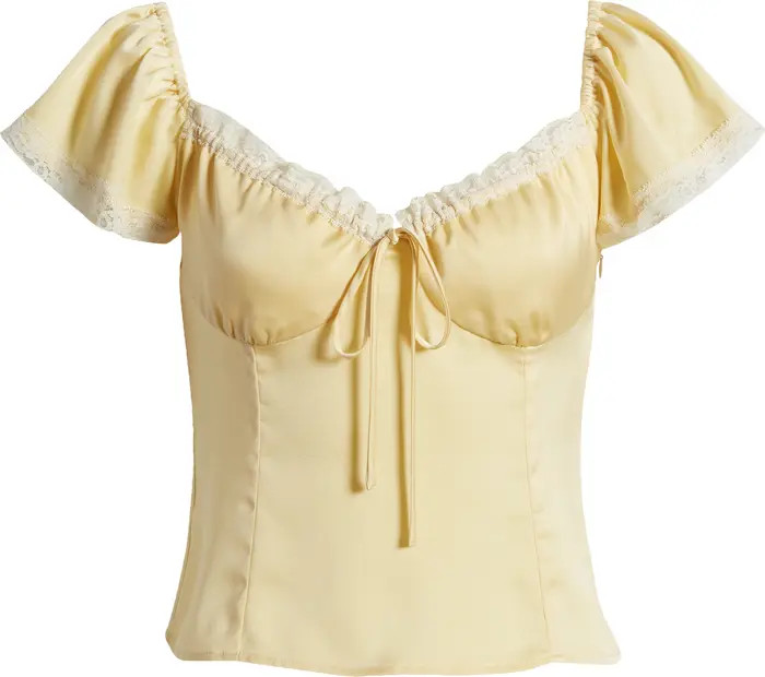 Melissa Lace Trim Tie Neck Top | Nordstrom