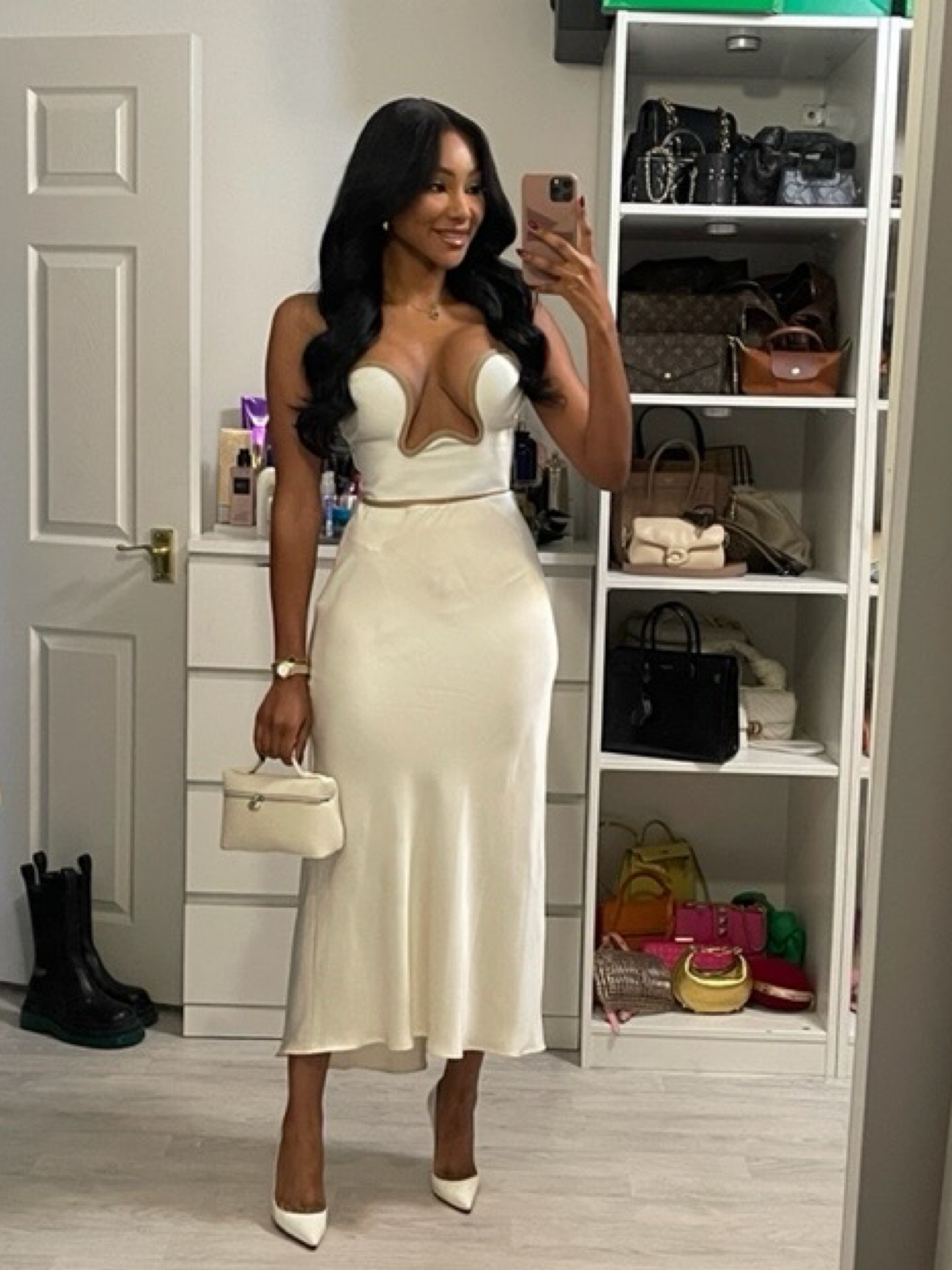 Karen millen, River island, Farfetch, Net-a-porter, Loro piana, all white outfit, monochrome outfit, bandeau top, corset top, maxi skirt, satin skirt, white pumps, white heels, evening outfit, evening wear, outfit ideas, style inspiration 

#LTKSeasonal #LTKstyletip #LTKeurope