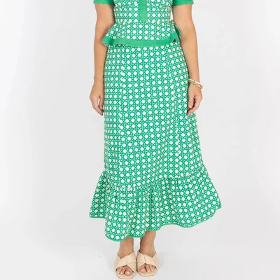 Addie Skirt In Green Cane | Shop Simon