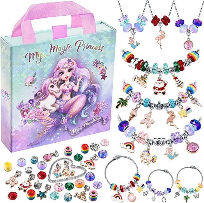 BDBKYWY Charm Bracelet Making Kit & Unicorn/Mermaid Girl Toy- ideal Crafts for Girls Ages 8-12, T... | Amazon (US)