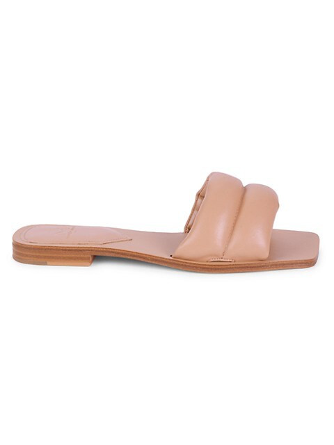 Marc Fisher LTD Ralla Channel-Quilted Leather Slides on SALE | Saks OFF 5TH | Saks Fifth Avenue OFF 5TH