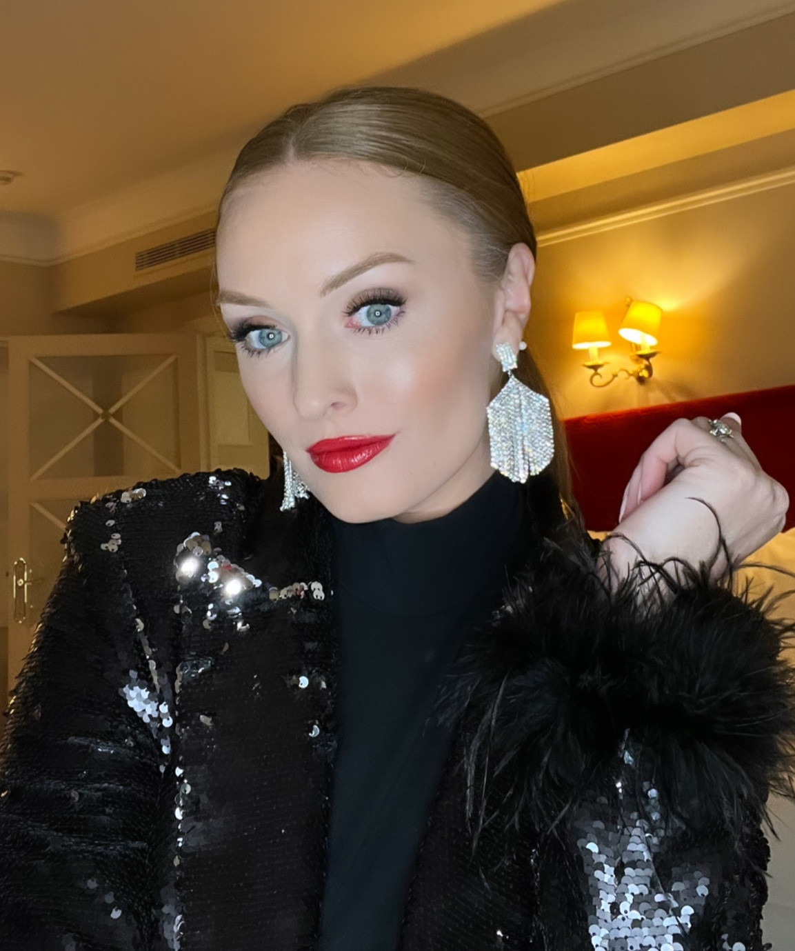 Karen Millen outfit❤️ Wearing side 8 in top and bottom, I usually wear a 6. Karen Millen is known to run small.
Lipstick: Clinique color red alert

Karen Millen - going out - feather suit - feather pant suit - tending - sequin suit - matching set - matching suit - two piece set - formal outfit - formal suit - bachelorette party - rehearsal dinner - wedding guest - wedding guest dress - rhinestone earrings - glam - fancy outfit - special event - birthday outfit - birthday style - bridal - bride style - feather style - chic style - slitzy style  - Clinique - ulta - Clinique lipstick - red lipstick 

#LTKFind #LTKbeauty #LTKSeasonal