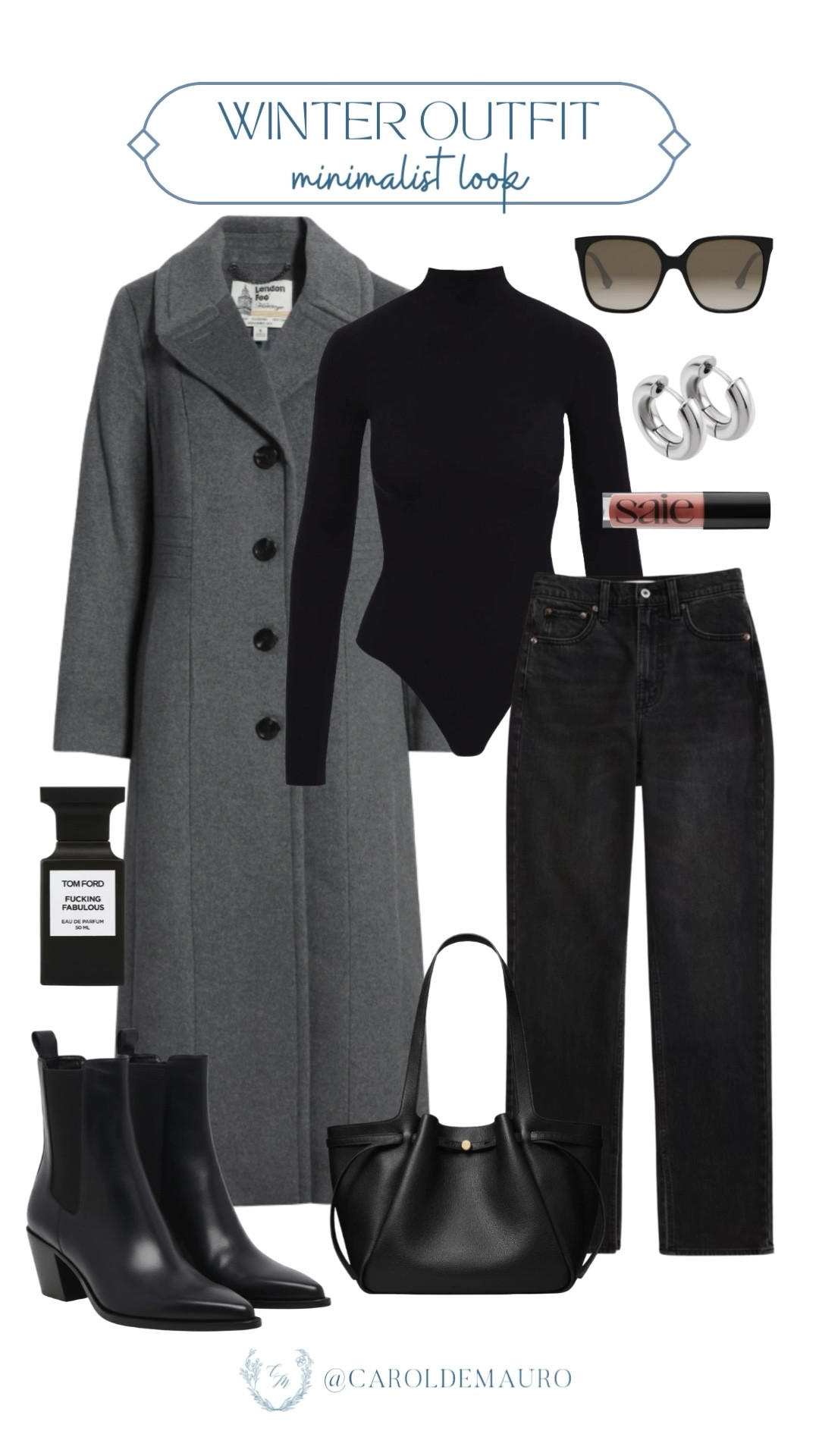 POV: You’re late for brunch in Soho. All about being effortlessly chic with this winter outfit: a grey wool overcoat, black mock-neck long sleeve bodysuit, straight jeans, Chelsea boots, and a slouchy tote. Don't forget the accessories!

monochromatic look, winter fashion, layering pieces, elevated basics, petite fashion, capsule wardrobe, it girl look, all black style

#LTKSeasonal #LTKFindsUnder50 #LTKU