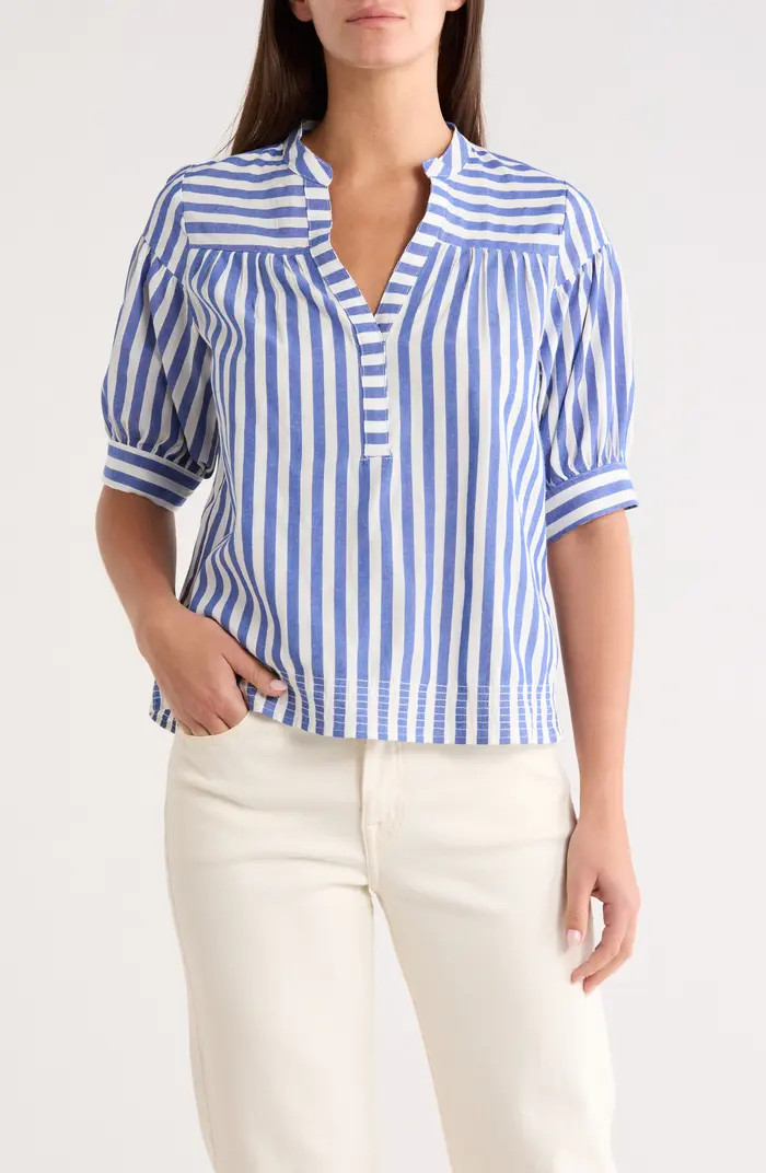 SUGARLIPS Catana Stripe Split Neck Top | Nordstrom | Nordstrom