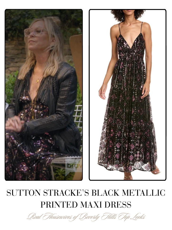 Sutton Stracke's Black Metallic Printed Maxi Dress 

 