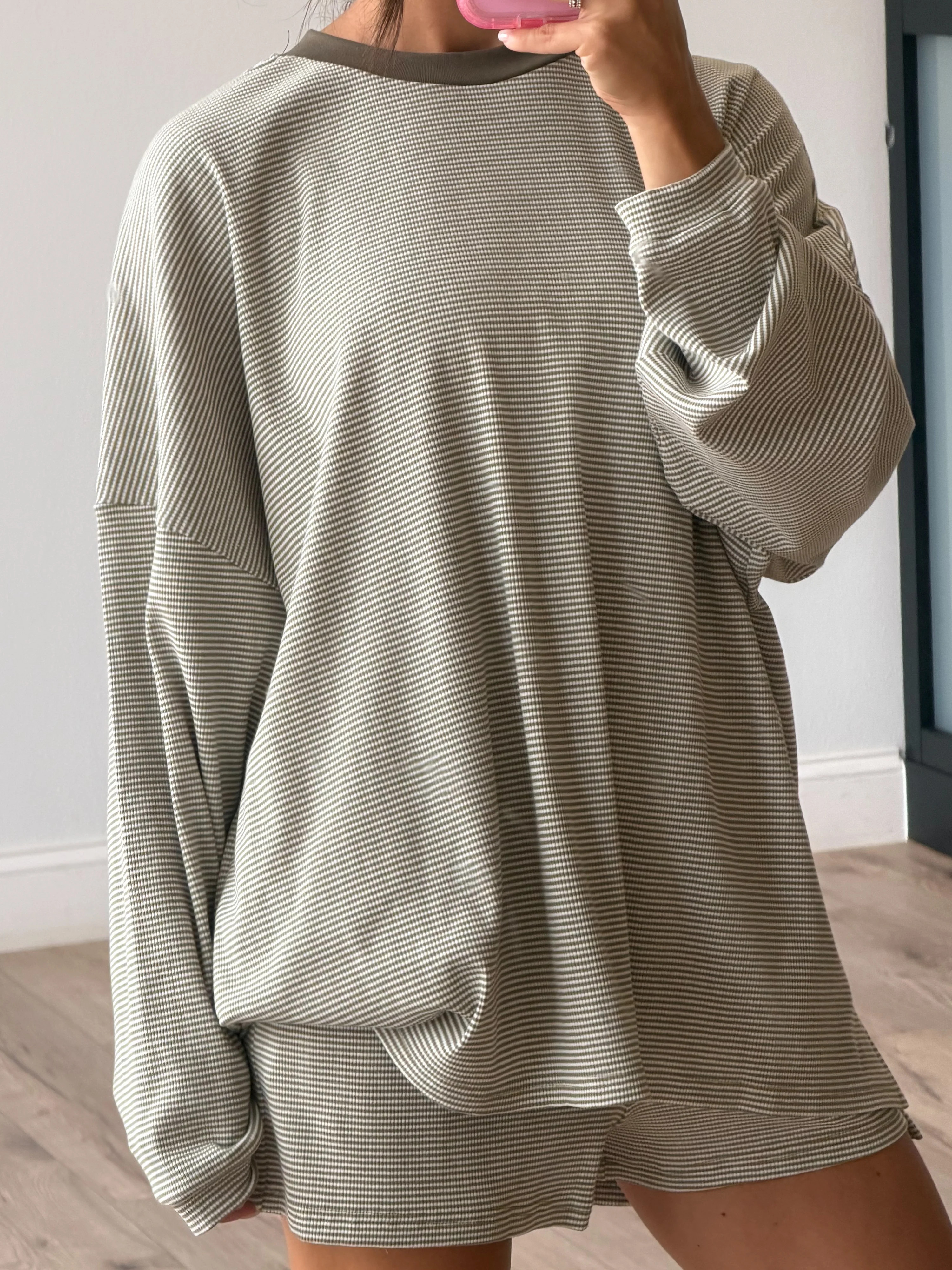 Easy Going Ribbed Stripe Pullover | Ash | Shop Talulah