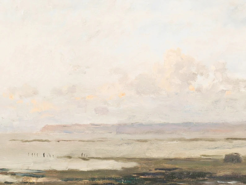 Hazy Shore Beach Print Oil Painting Seascape Digital - Etsy UK | Etsy (UK)