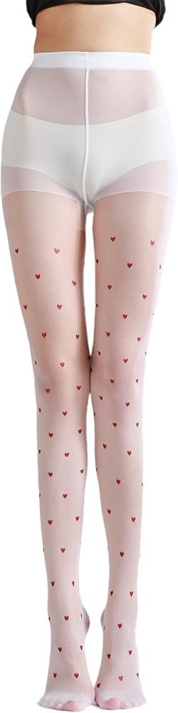 Sahabowi Women's Heart Jacquard Flocking Sheer Tights, Black Jacquard Pantyhose with High Waistba... | Amazon (US)
