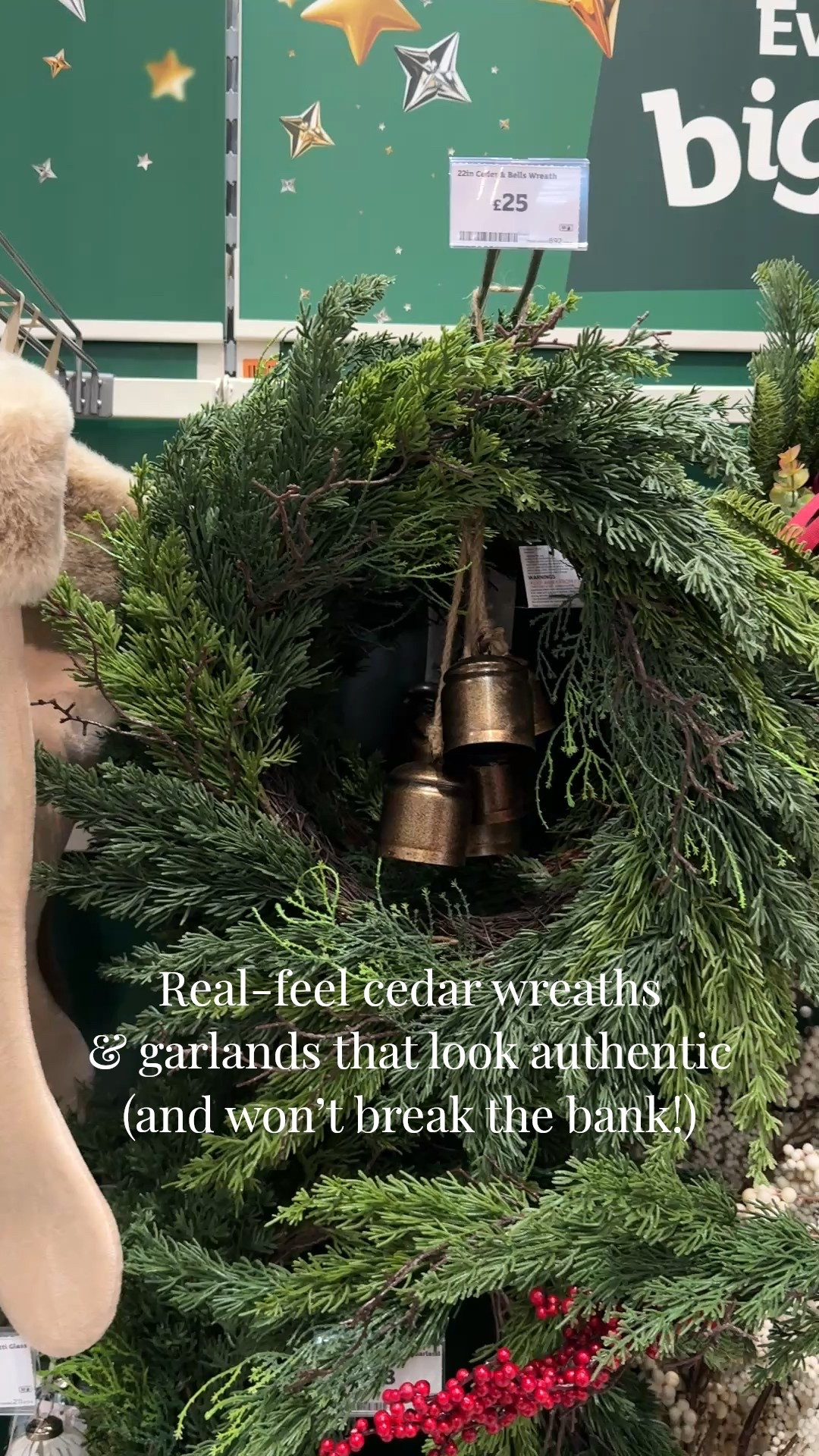 I stumbled upon these whilst doing a food shop the other day and they really are lovely!
They feel rubbery not plasticy and they look very authentic with a mix do green and brown shades to mimic real foliage.
The wreaths could be added to with other stems, berries, pine cones, bows etc to make it your own and they come with the vintage bells.
The wreaths could also be customised or combine 2 or more together for a really full effect. 

#LTKuk #LTKhome #LTKfestive
