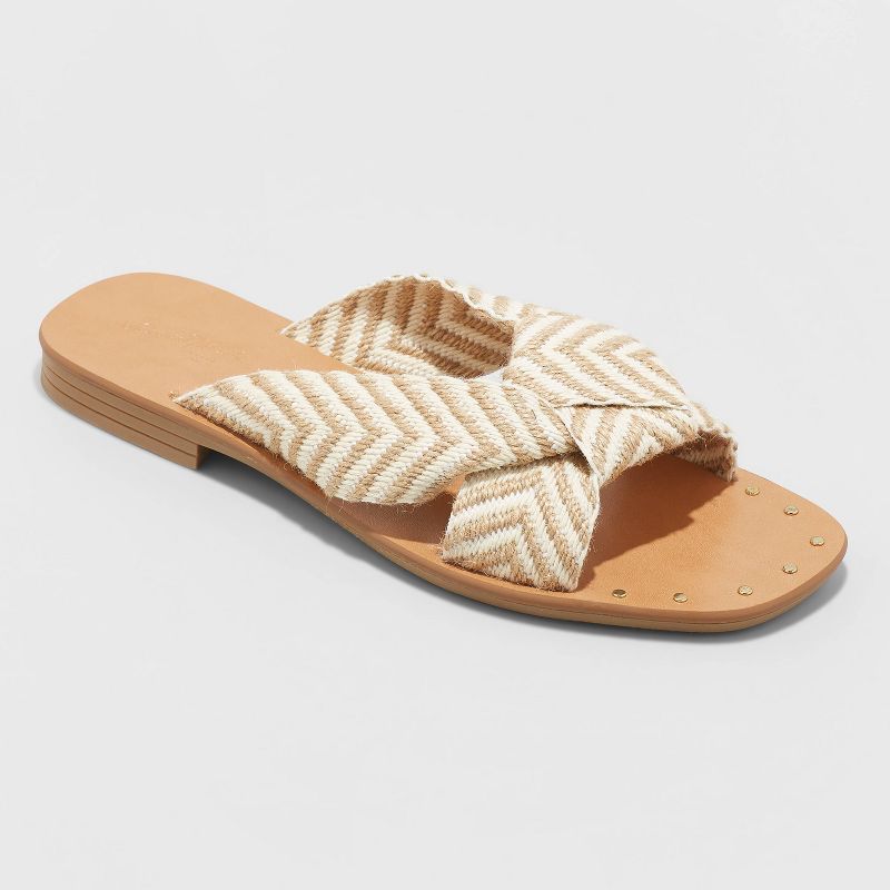 Women's Louise Chevron Print Knotted Slide Sandals - Universal Thread™ | Target