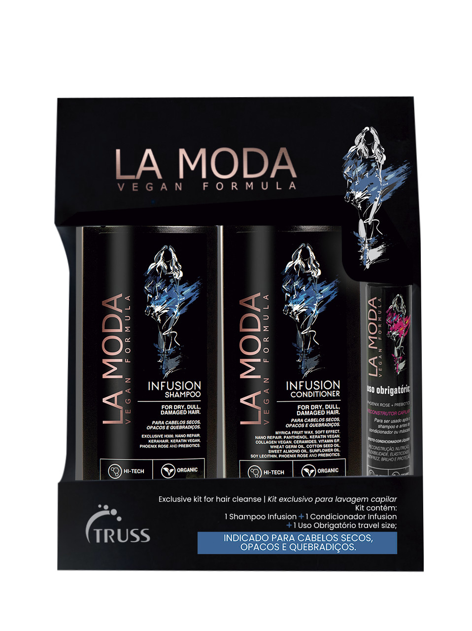Kit Truss La Moda Infusion Shampoo 300ml + Condicionador 300ml + Mini Leave In U... | Drogasil (BR)