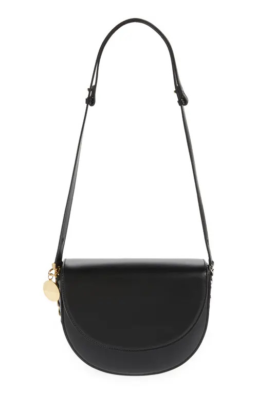 Stella McCartney Medium Frayme Flap Faux Leather Shoulder Bag in Black at Nordstrom | Nordstrom