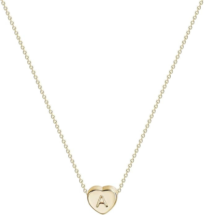 Tiny Gold Initial Heart Necklace-14K Gold Filled Handmade Dainty Personalized Letter Heart Choker... | Amazon (US)