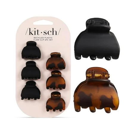 Kitsch Recycled Plastic Classic Claw Clips Black 6 ct (6 Pack) | Walmart (US)
