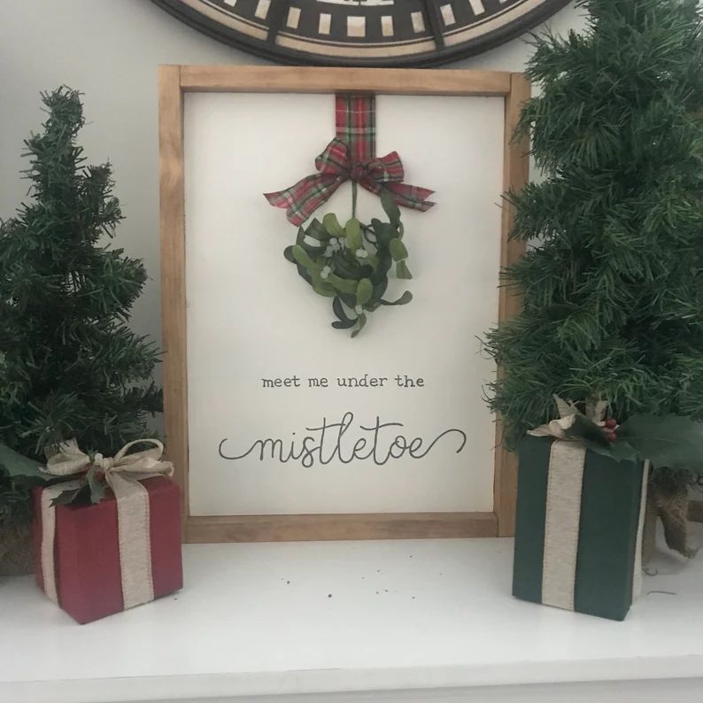 Meet me under the mistletoe wood sign | Etsy (US)