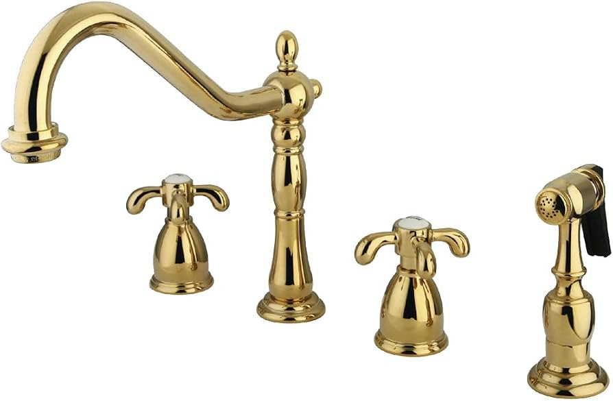 Kingston KB1792TXBS Widespread Kitchen Faucet, Polished Brass | Amazon (US)