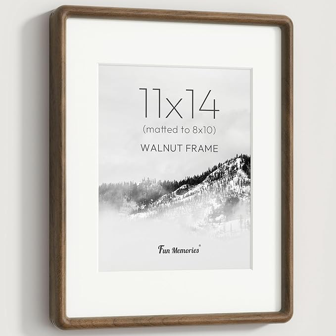 11x14 Picture Frame, Solid Walnut Wood 11x14 Frame with HD Tempered Glass, USA-Sourced Hard Wood ... | Amazon (US)