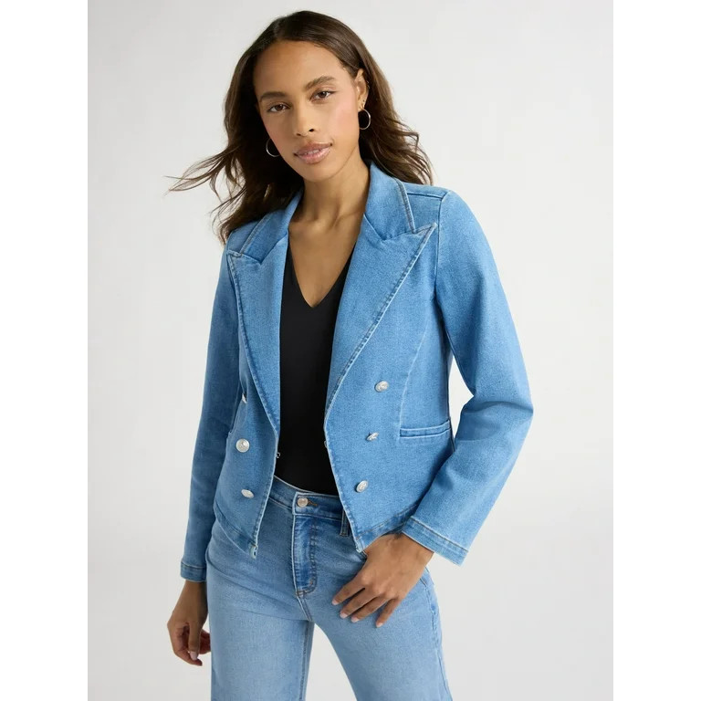Sofia Jeans Women's Fitted Denim Blazer, Sizes XS-XXXL | Walmart (US)