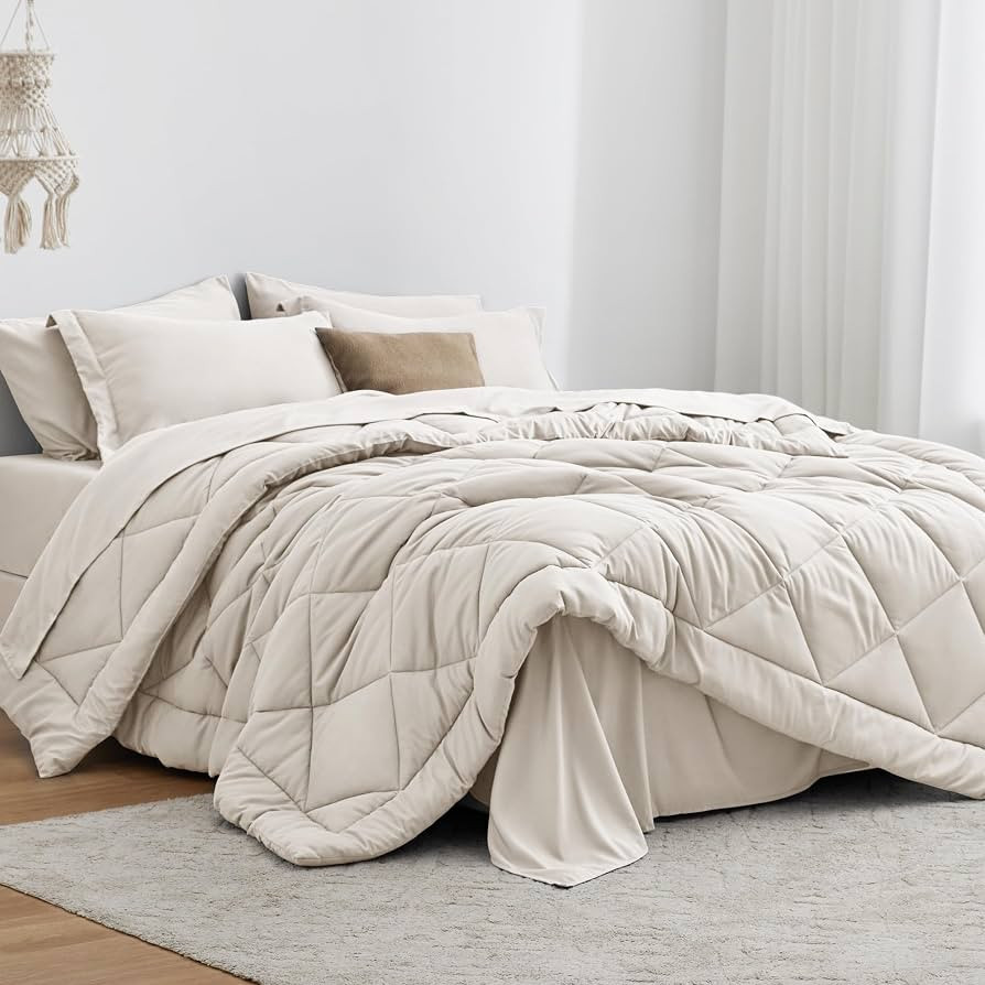 Love's cabin Twin Comforter Set Off White, 5 Pieces Twin Bed in a Bag, All Season Twin Bedding Se... | Amazon (US)