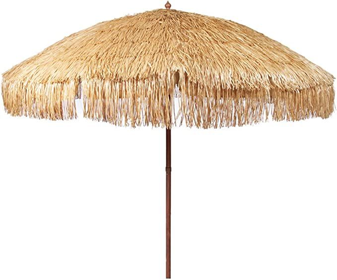 Bayside21 Hula Thatched Tiki Umbrella Natural Color 6' 8' & 9' Options (8ft, Natural) | Amazon (US)