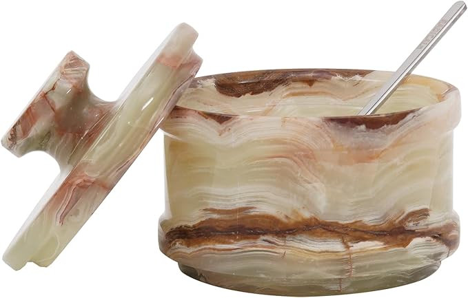 Radicaln Marble Salt Cellar With Lid And Spoon Green Onyx 4" Inch Handmade Sugar Bowl Seasoning C... | Amazon (US)