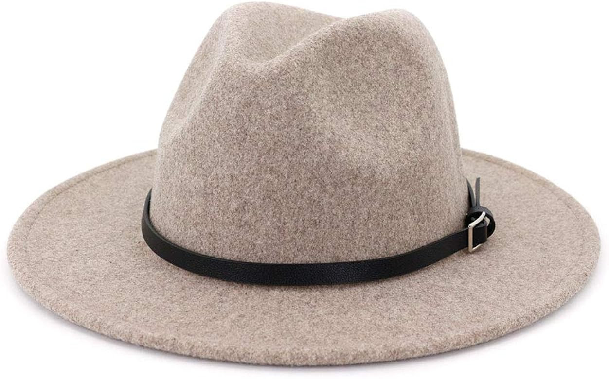 Lisianthus Womens Classic Wool Fedora with Belt Buckle Wide Brim Panama Hat | Amazon (US)