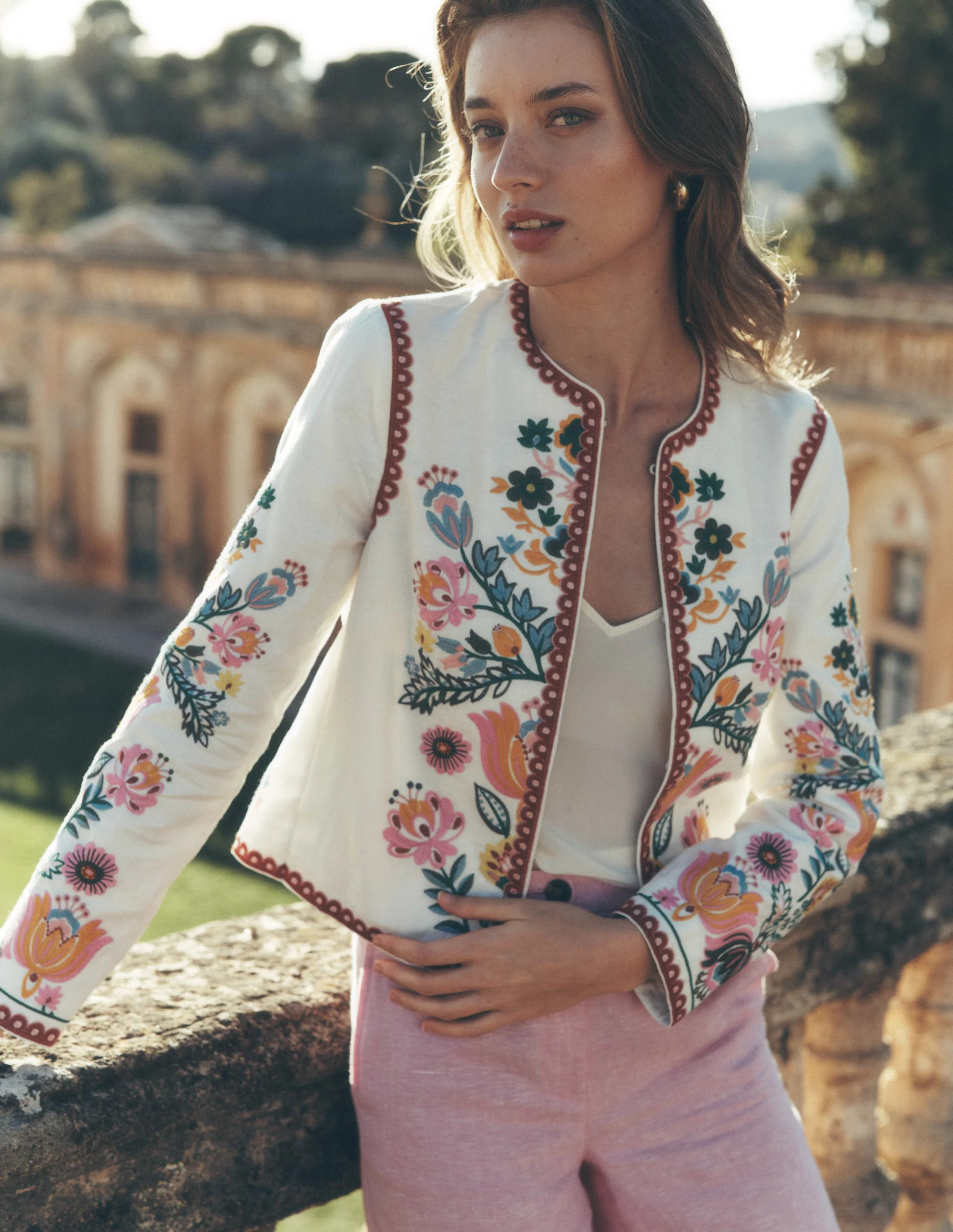 Embroidered Item Jacket-Ivory, Tulip Fusion | Boden UK