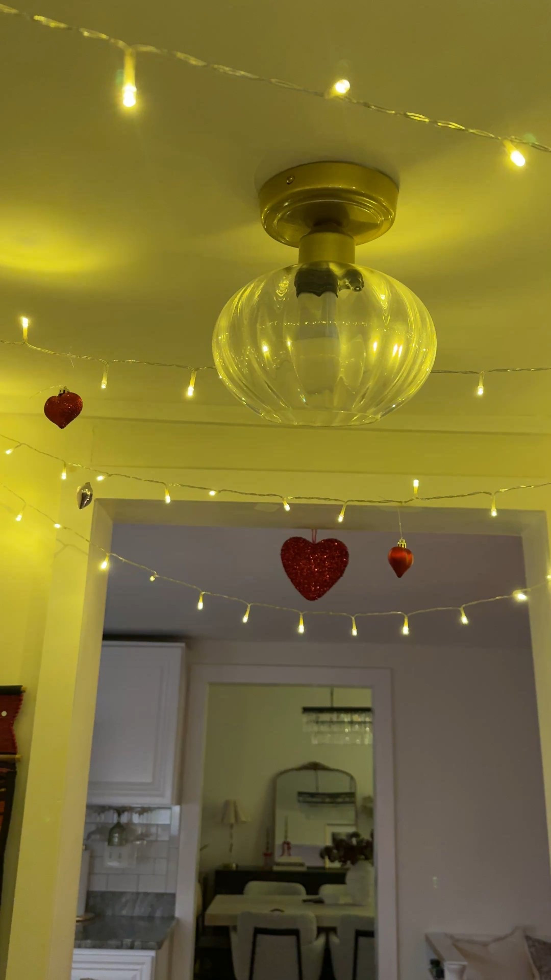 Valentine’s Day deco. Keep my string lights up from the holidays and added some cute heart ornaments! 

#LTKValentine