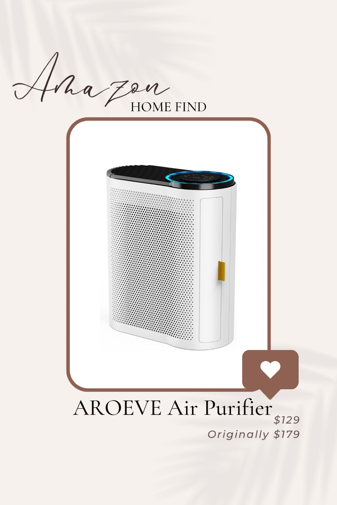 Amazon home find. Air purifier covers 1095 sq. ft., has a real time air quality indicator, and has uv air treatment technology. 

#LTKhome #LTKsalealert