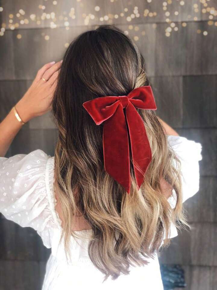 1pc Women's Velvet Big Bow Hair Clip, Sweet & Vintage Style Hair Accessory For Daily Wear, Partie... | SHEIN