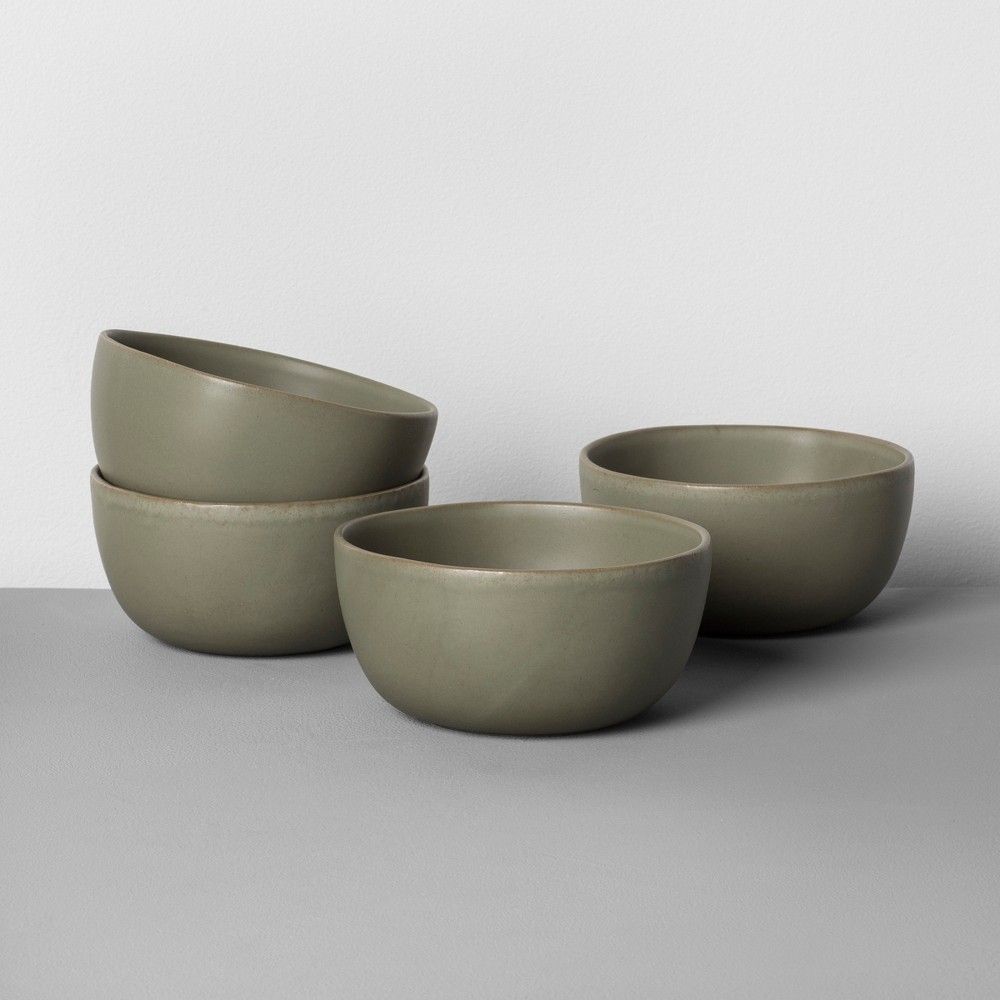 4pk Stoneware Cereal Bowl Set Matte Green - Hearth & Hand™ with Magnolia | Target
