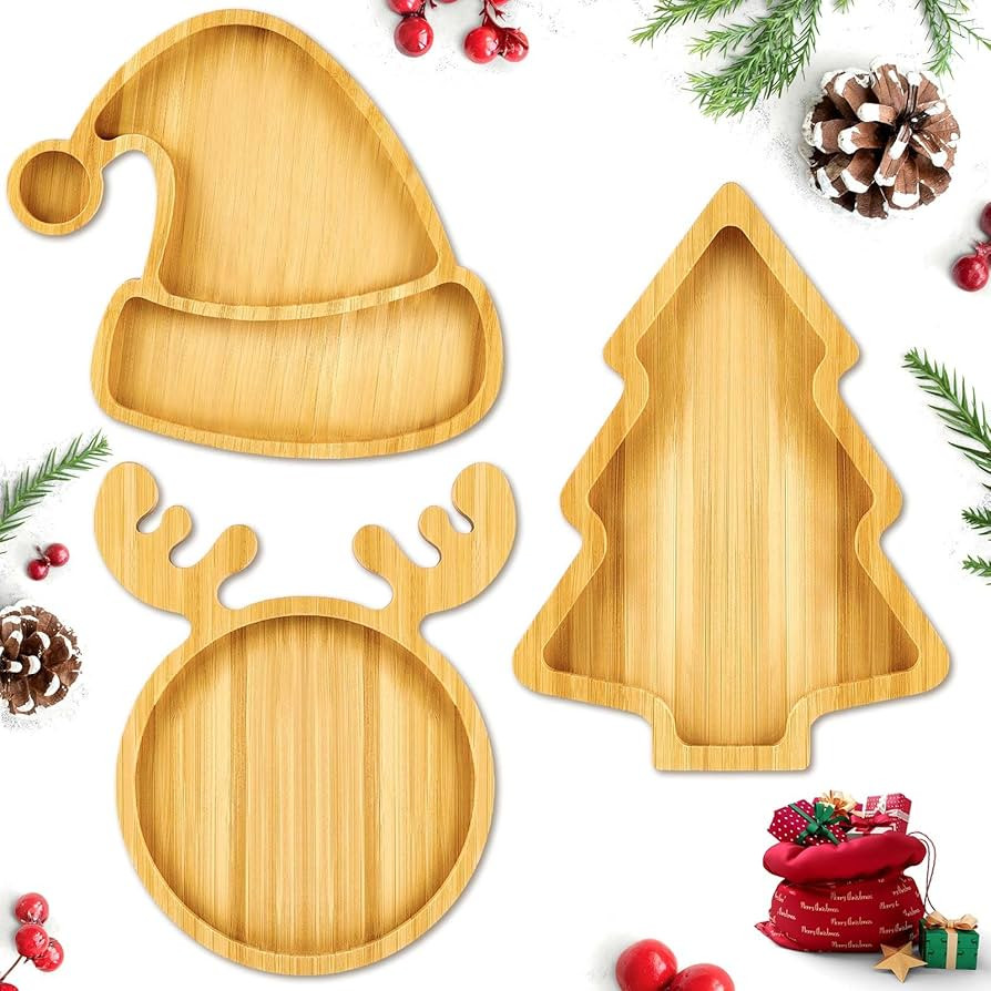 Patelai 3 Pieces Christmas Charcuterie Boards Christmas Wooden Cutting Board with Handle Wooden S... | Amazon (US)