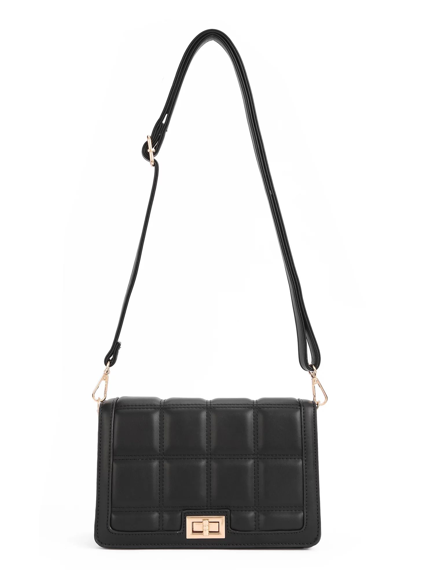 BeCool Women's Adult Quilted Crossbody Handbag with Flap Black | Walmart (US)