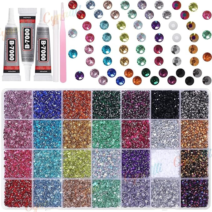 32000Pcs 3MM Colors Flatback Rhinestones for Bedazzling Kit, Colored Gems Rhinestones for Bedazzl... | Amazon (US)
