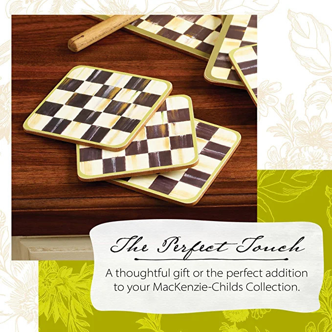 MacKenzie-Childs Drink Coasters, Bar Set and Housewarming Gift, Courtly Check, Square, Set of 4 | Amazon (US)