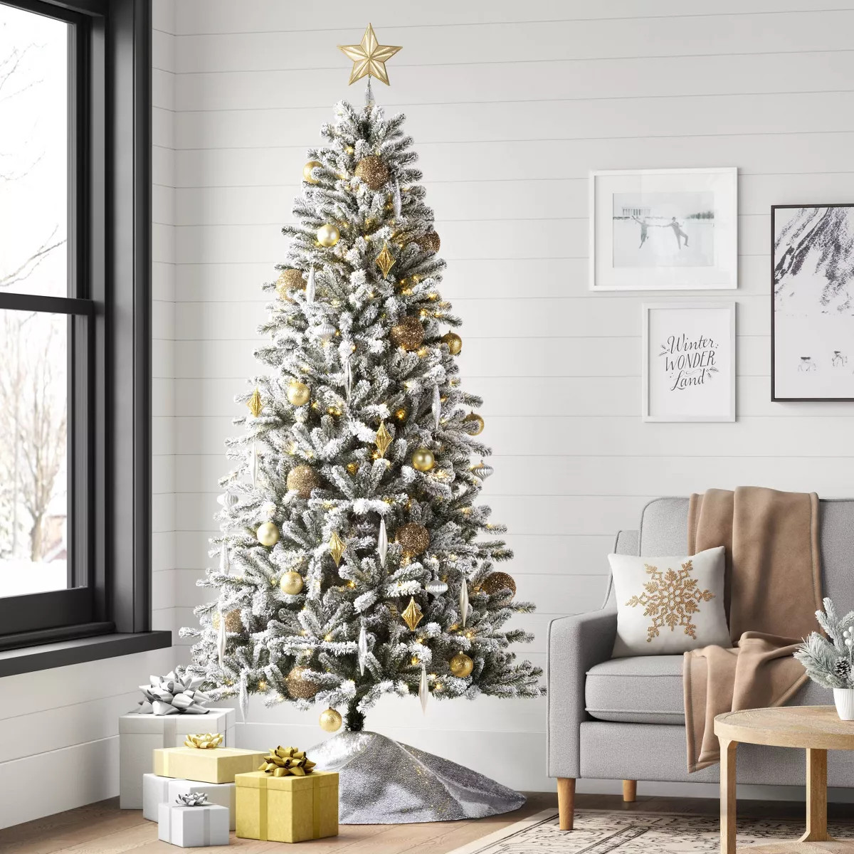 12.25" Pre-lit Faceted Star Christmas Tree Topper Gold with Warm White Lights - Wondershop™ | Target
