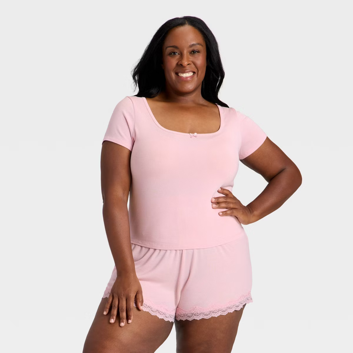 Women's Ribbed Short Sleeve Shirt and Shorts Pajama Set - Auden™ | Target